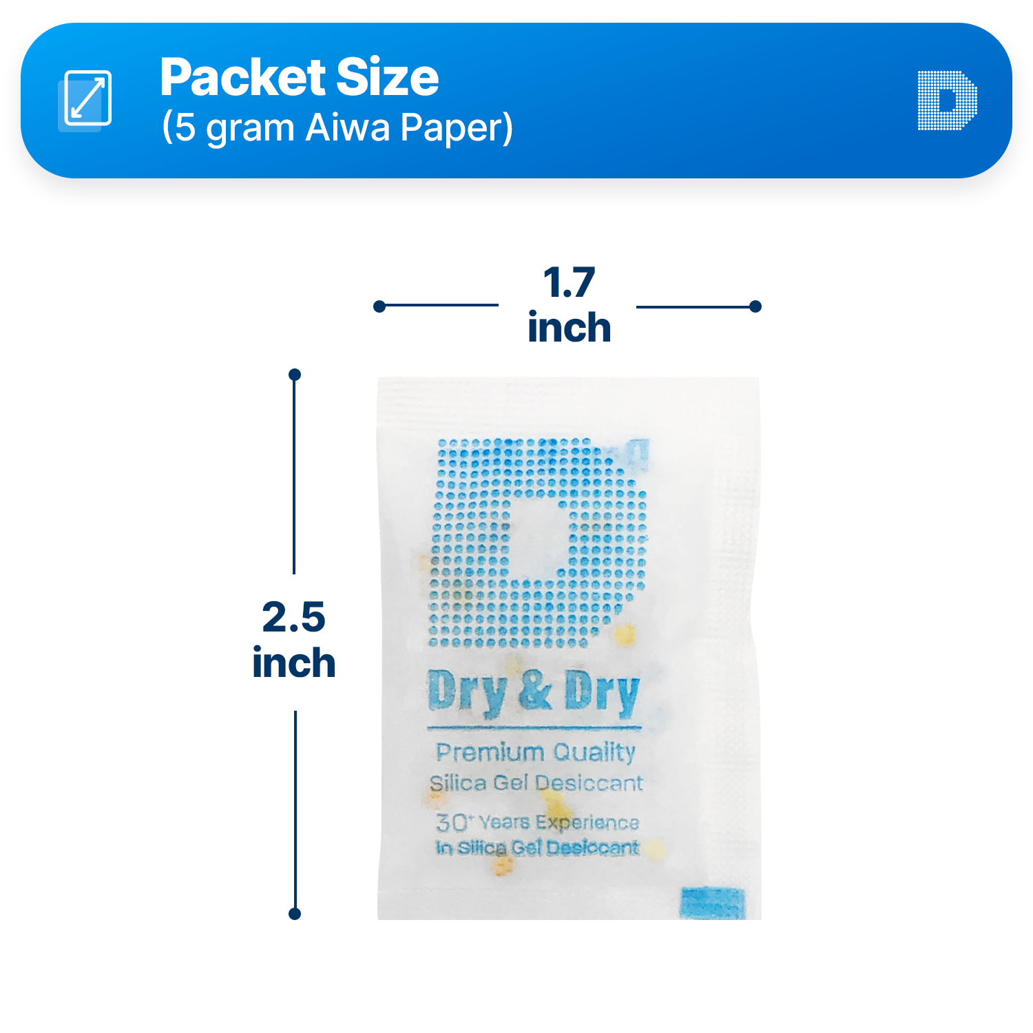 5 Gram [3000 Packs] "Dry & Dry" Food Safe Orange Indicating(Orange to Dark Green) Mixed Silica Gel Packets - FDA Compliant