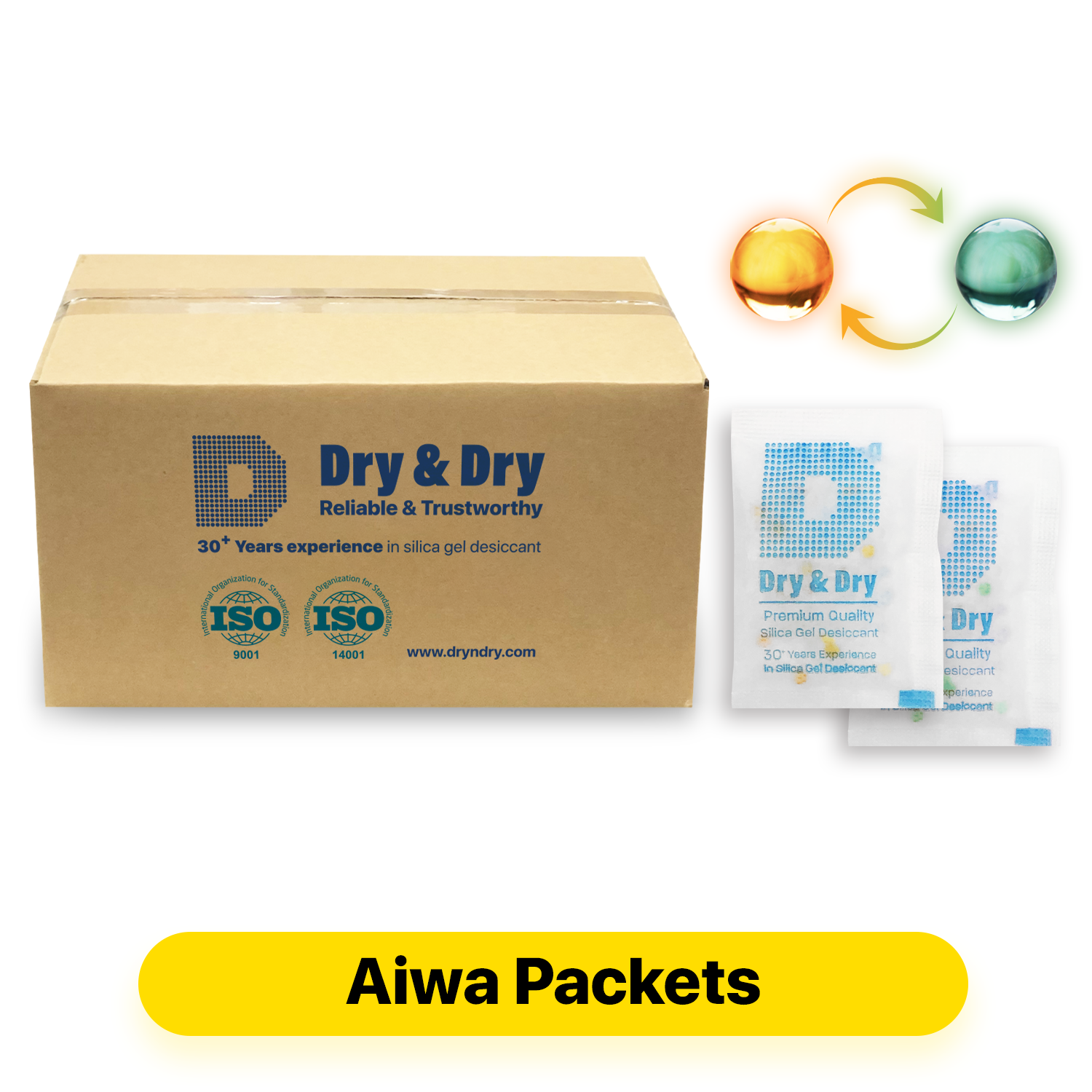 5 Gram [3000 Packs] "Dry & Dry" Food Safe Orange Indicating(Orange to Dark Green) Mixed Silica Gel Packets - FDA Compliant