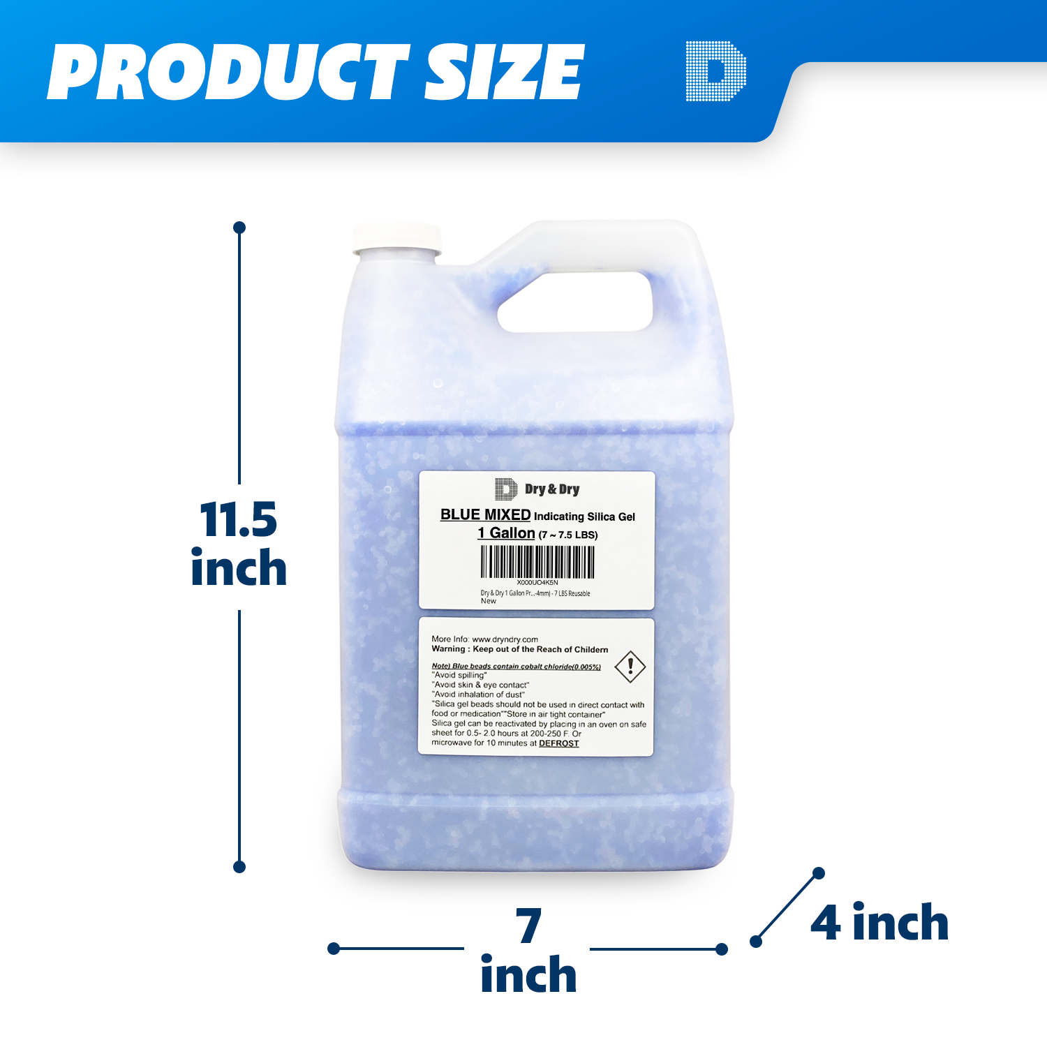 1 Gallon (7 LBS) "Dry & Dry" High Quality Mixed Blue & White Silica Gel Desiccant Beads