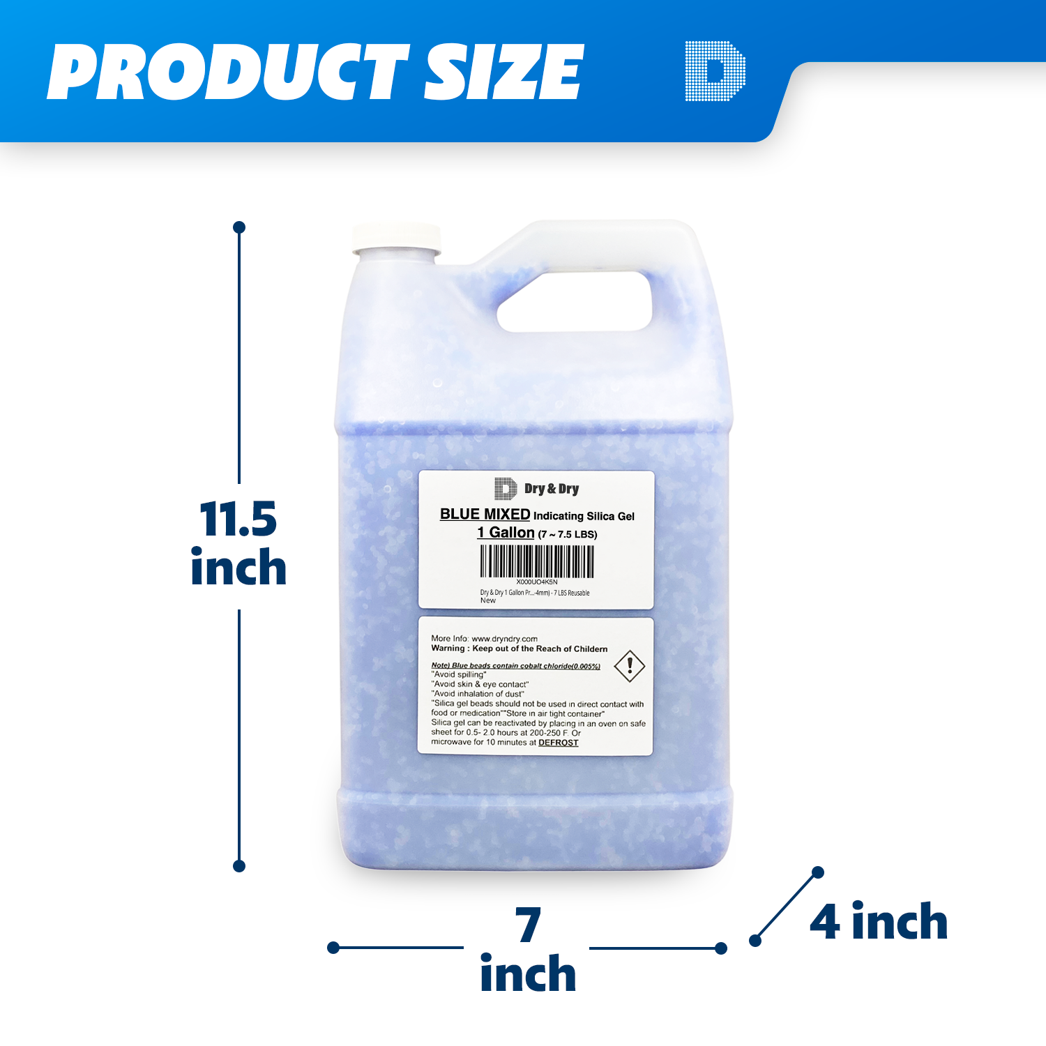 4 Gallon (28-30 LBS) "Dry & Dry" High Quality White & Blue Mixed Silica Gel Desiccant Beads - Rechargeable Beads