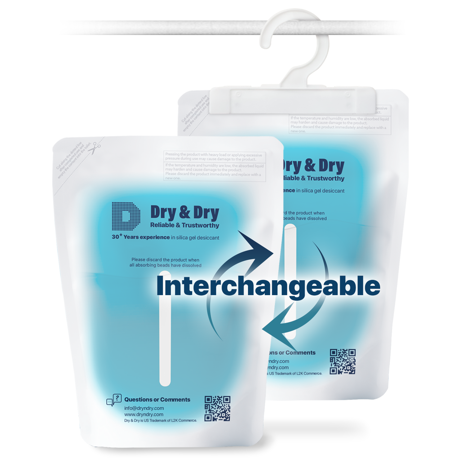 Dry & Dry 60 Packs Premium Standing or Hanging Hybrid Moisture Absorbers
