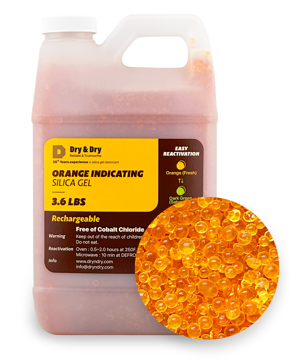 Half Gallon Orange "Dry & Dry" Premium Desiccant Indicating Silica Gel Beads(Industry Standard 3-5 mm) - 3.6 LBS Reusable