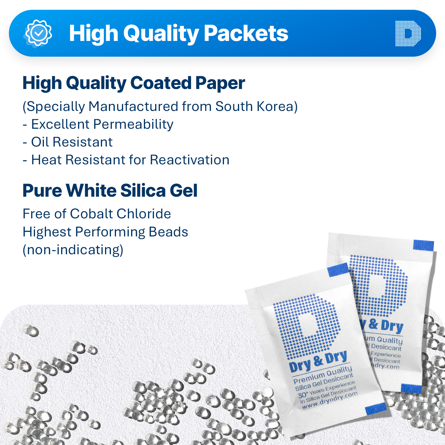 2 Gram [7,000 Packets] Premium Silica Gel Desiccant Packets - Rechargeable Paper(FDA Compliant)