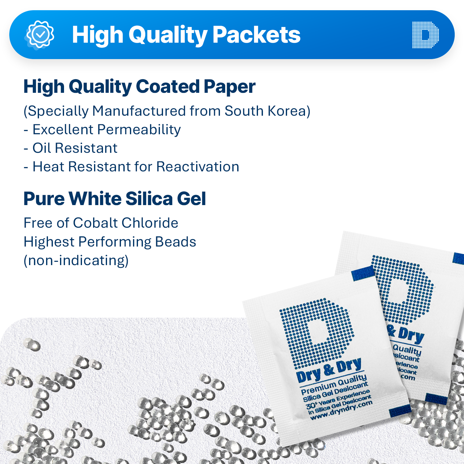 3 Gram [5,000 Packets] Premium Silica Gel Desiccant Packets - Rechargeable Paper(FDA Compliant)