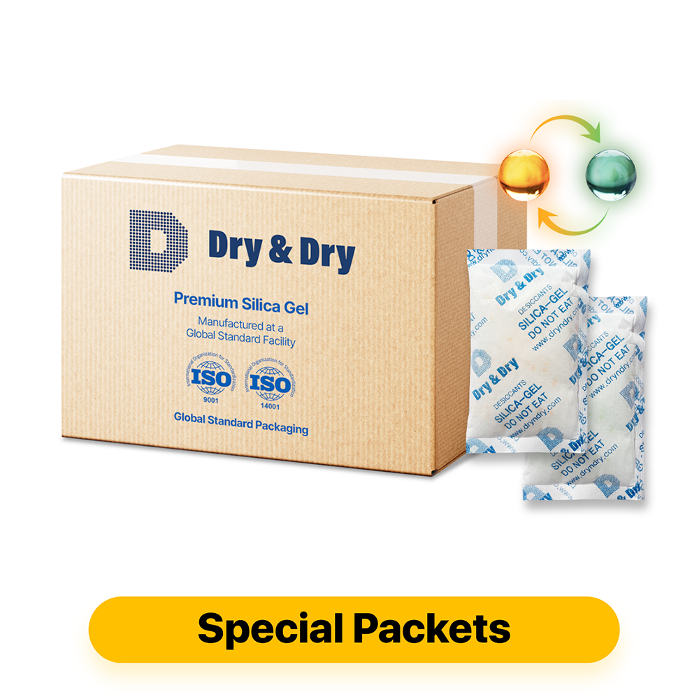 100 Gram [200 Packs] "Dry & Dry" SPECIAL Food Safe Orange Indicating(Orange to Dark Green) Mixed Silica Gel Packets - Rechargeable(FDA Compliant)