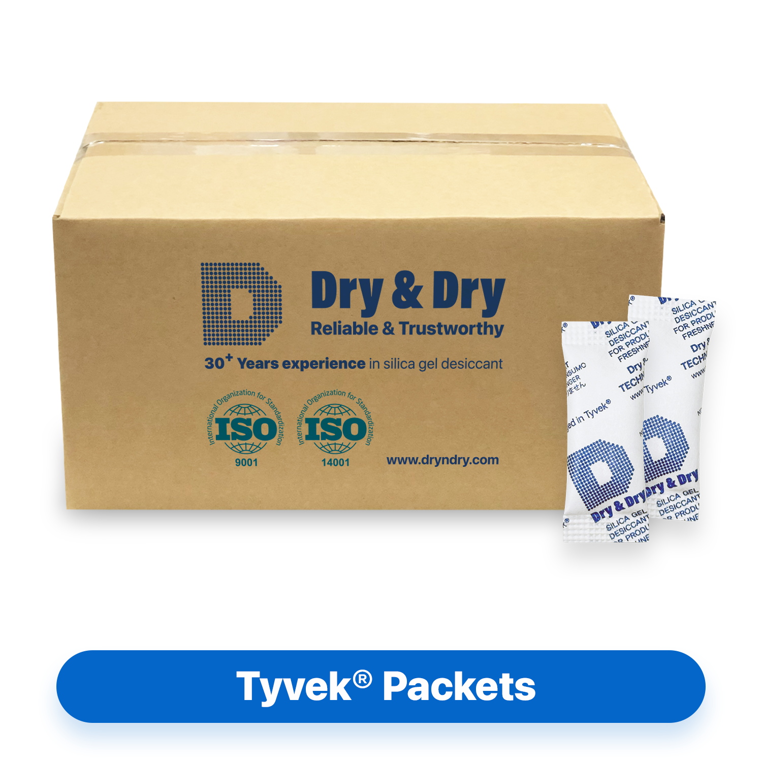 1 Gram [10,000 Packets] Tyvek® Silica Gel Desiccant Packets (FDA Compliant)