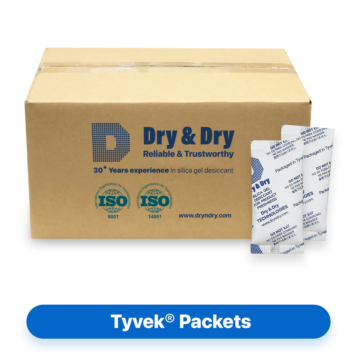 2 Gram [7,000 Packets] Tyvek® Silica Gel Desiccant Packets (FDA Compliant)