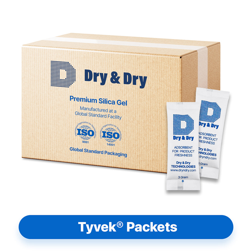 3 Gram [5,000 Packets] Tyvek® Silica Gel Desiccant Packets (FDA Compliant)
