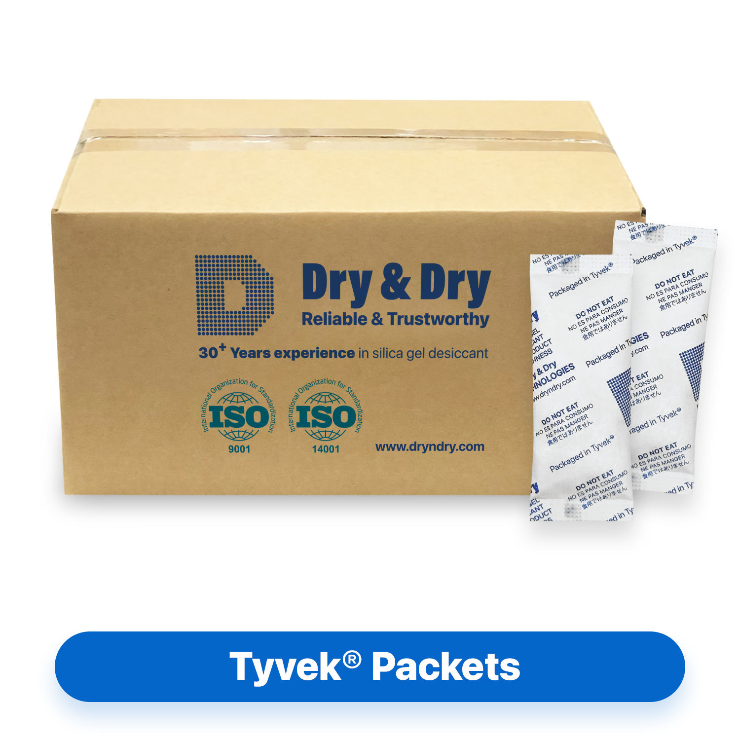 3 Gram [5,000 Packets] Tyvek® Silica Gel Desiccant Packets (FDA Compliant)