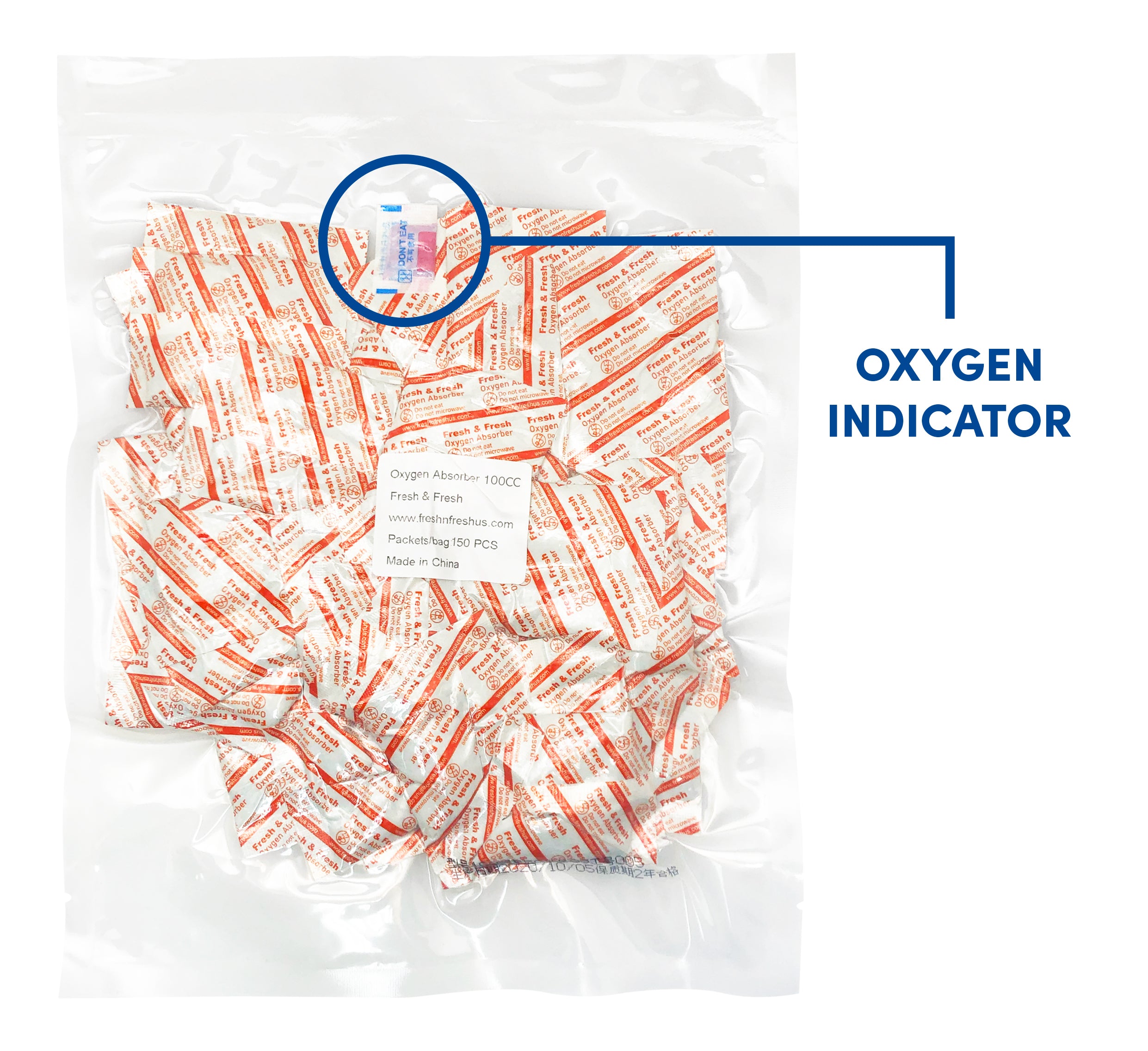 Fresh & Fresh (150 Packs) 100 CC Premium Oxygen Absorbers(1 Bag of 150 packets) - ISO 9001 Certified Facility Manufactured