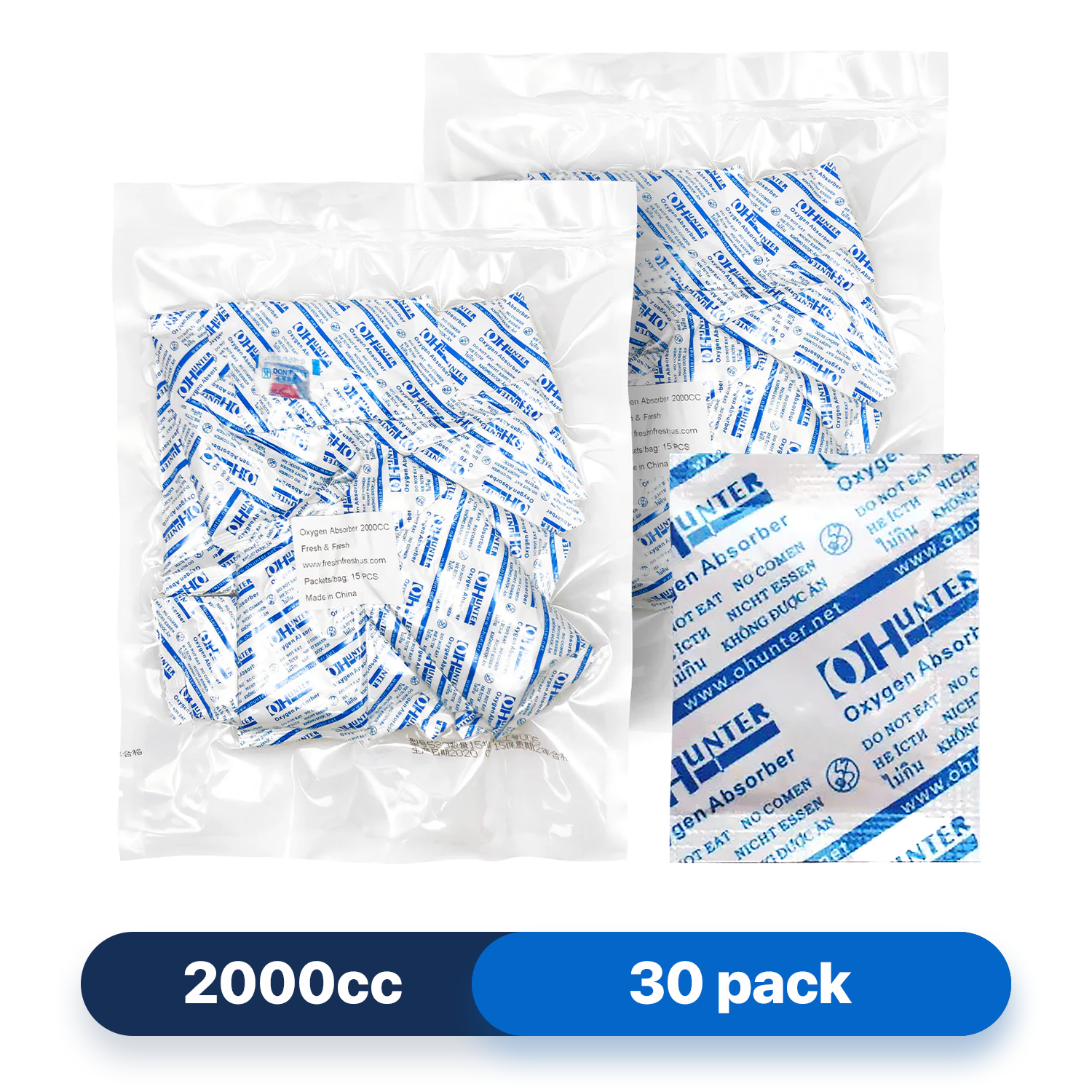 Fresh & Fresh (30 Packets) 2000 CC Premium Oxygen Absorbers(2 Bag of 15 packets) - ISO 9001 Certified Facility Manufactured.