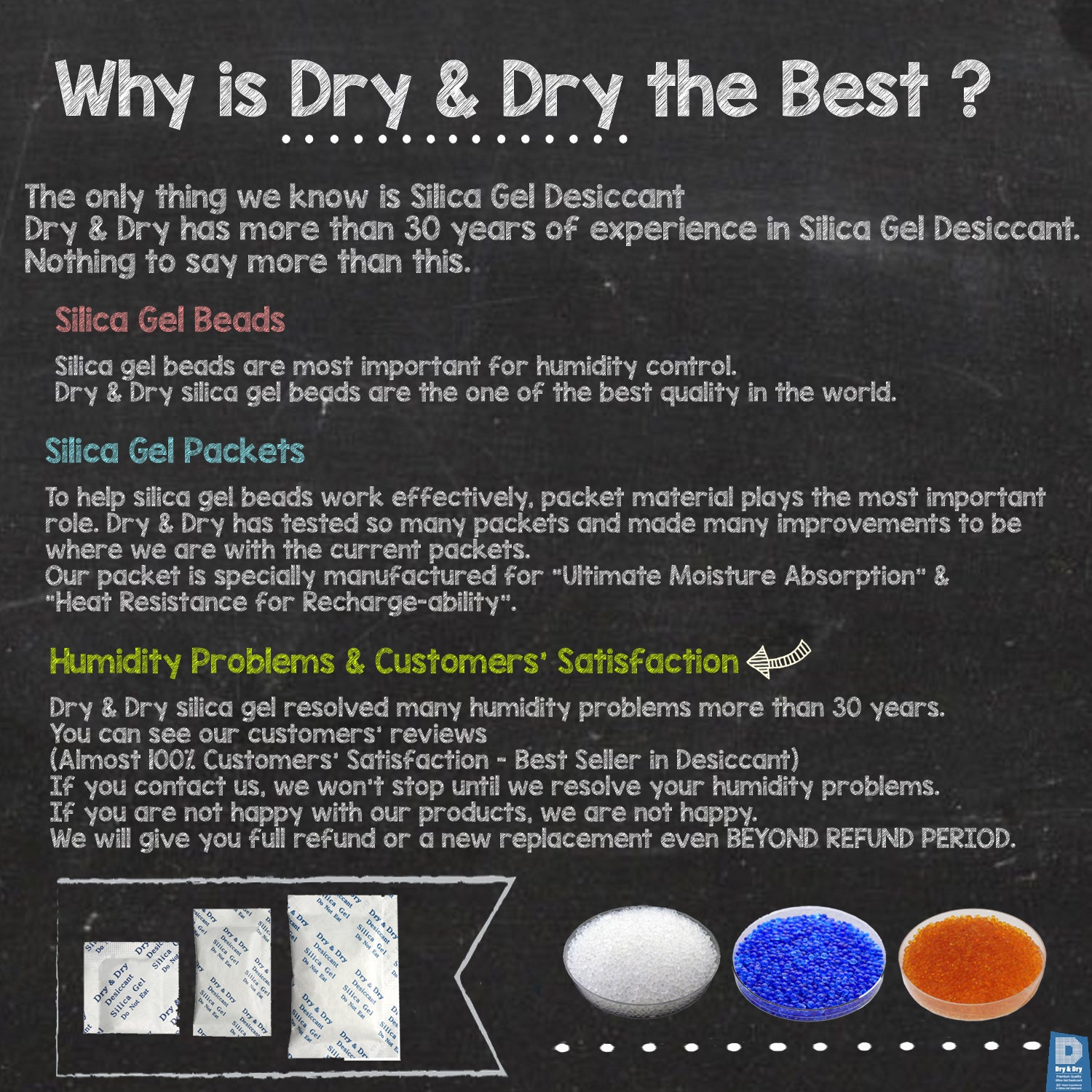 1 Quart(2 LBS) "Dry & Dry" Premium Orange Indicating Silica Gel Desiccant Bead